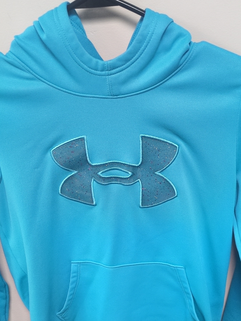Under Armour Girls Bright Turquoise Hoodie with Glitter Logo